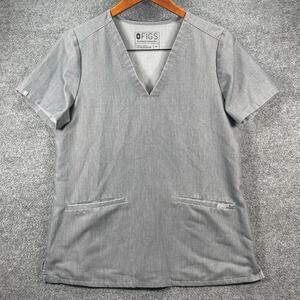 Figs Casma Three Pocket Scrub Top Women's Medium Gray Nursing Medical